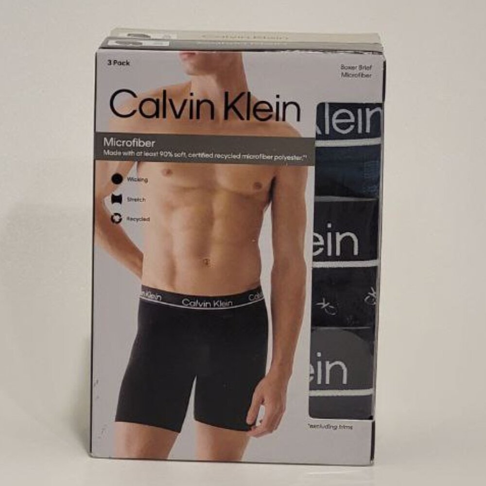 NEW Calvin Klein 3Pack Men's Microfiber Boxer Briefs Green/Black/Black Size XL